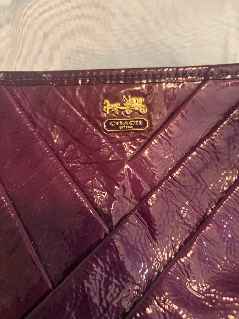 COACH Purple Patent Quilted Crossbody Bag